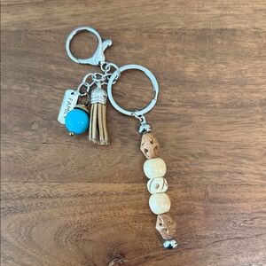 Beaded Keychain with Tassel and Charm